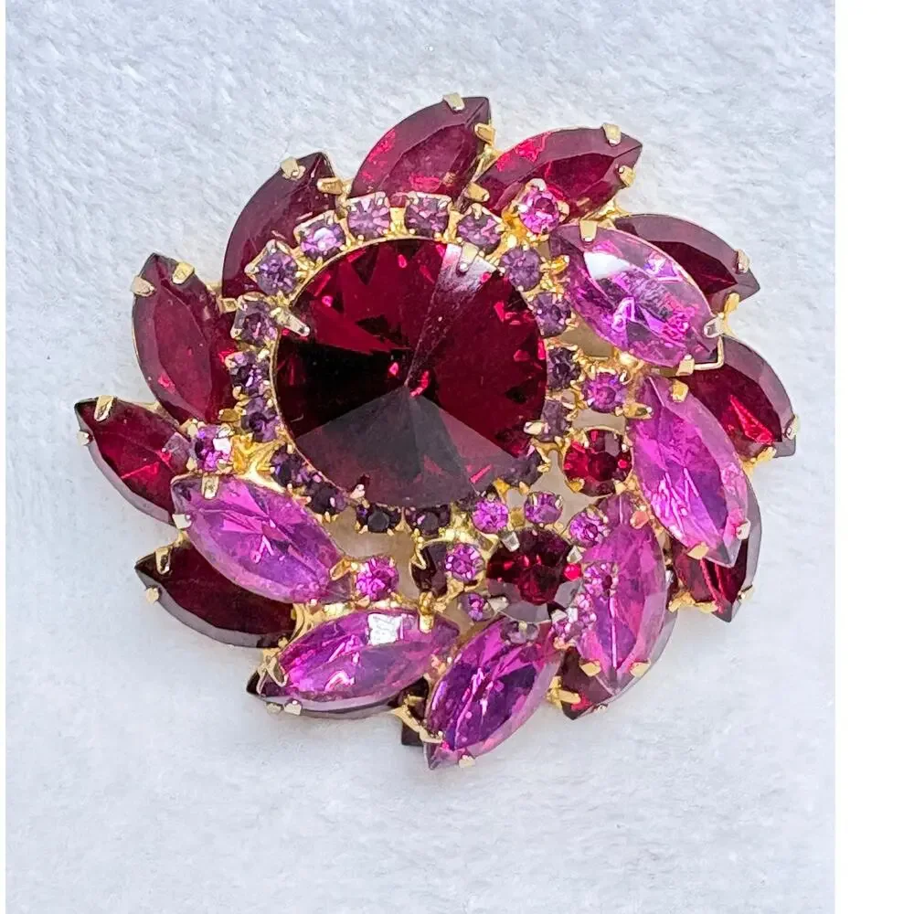 Verified Juliana (D&E) Rivoli & Navette Floral Brooch – Reference #7674